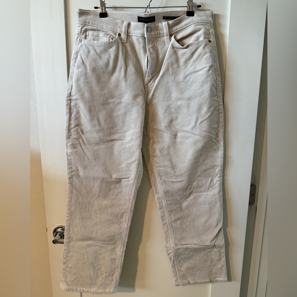 Cream Color Straight Leg Corduroy Pants, Size 31 by Banana Republic